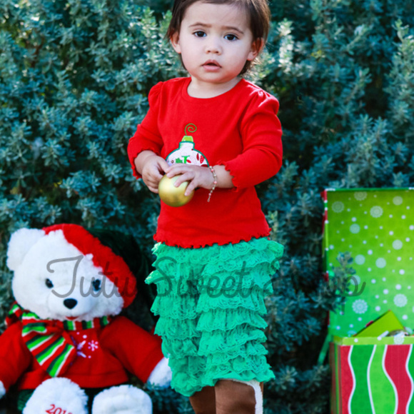 Green Ruffled Lace Pettipants For Baby Girls SM - Picture 1 of 5
